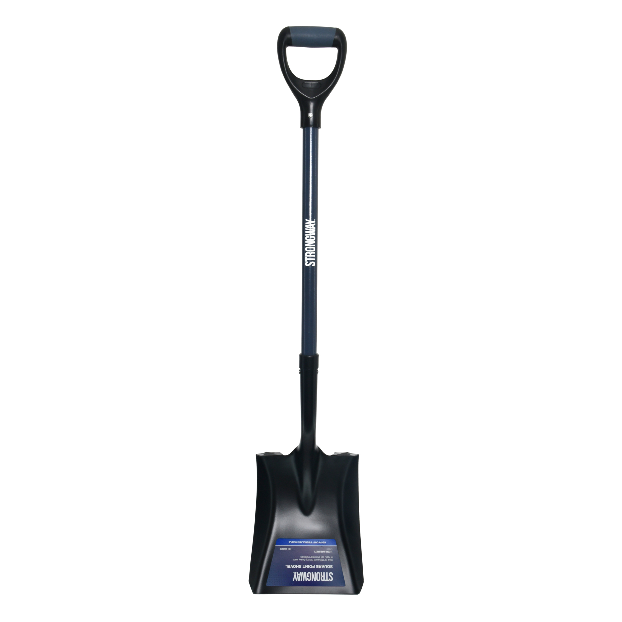 Strongway Square Point Shovel, 14-Ga. Steel Blade, Fiberglass D-Handle